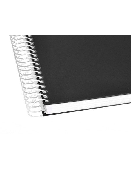 Cuaderno espiral liderpapel a4 crafty tapa forrada 80h 90gr cuadro 4mm con margen color negro