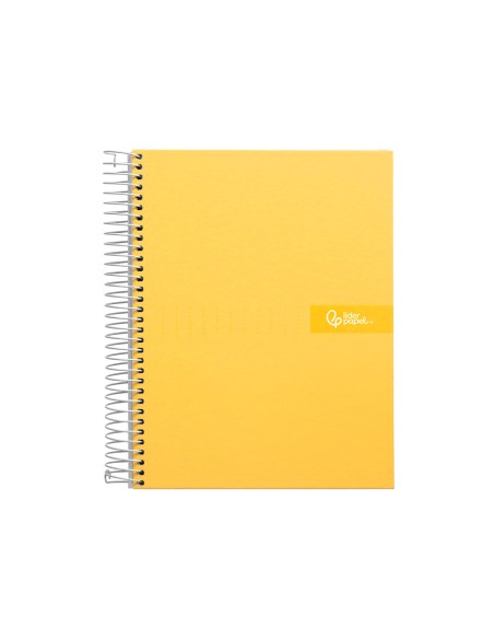 Cuaderno espiral liderpapel a4 crafty tapa forrada 80h 90gr cuadro 4mm con margen color amarillo