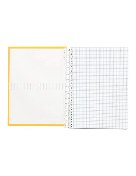 Cuaderno espiral liderpapel a4 crafty tapa forrada 80h 90gr cuadro 4mm con margen color amarillo