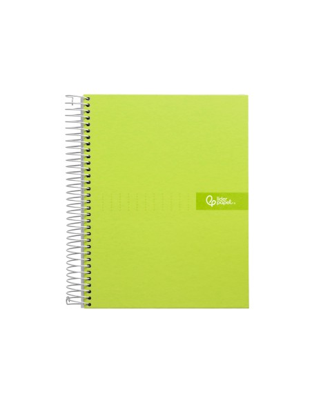 Cuaderno espiral liderpapel a4 crafty tapa forrada 80h 90gr cuadro 4mm con margen color verde