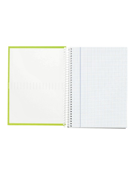 Cuaderno espiral liderpapel a4 crafty tapa forrada 80h 90gr cuadro 4mm con margen color verde