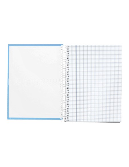 Cuaderno espiral liderpapel a4 crafty tapa forrada 80h 90gr cuadro 4mm con margen color celeste