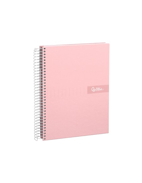 Cuaderno espiral liderpapel a5 micro crafty tapa forrada 120h 90gr cuadro 5mm 5 bandas 6 taladros color rosa