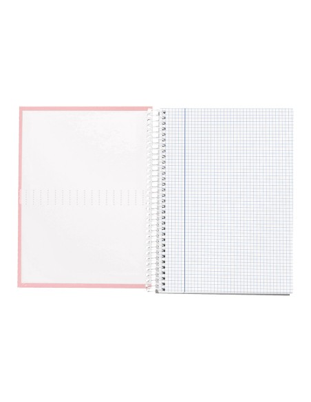 Cuaderno espiral liderpapel a5 micro crafty tapa forrada 120h 90gr cuadro 5mm 5 bandas 6 taladros color rosa