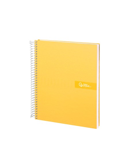 Cuaderno espiral liderpapel a5 micro crafty tapa forrada 120h 90gr cuadro 5mm 5 bandas 6 taladros color amarillo