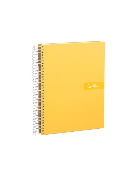 Cuaderno espiral liderpapel a5 micro crafty tapa forrada 120h 90gr cuadro 5mm 5 bandas 6 taladros color amarillo
