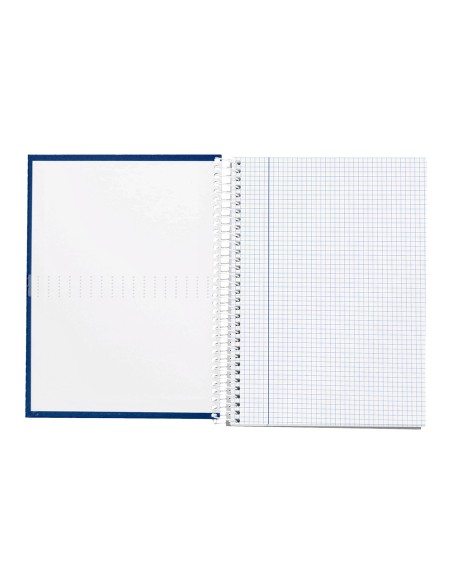 Cuaderno espiral liderpapel a5 micro crafty tapa forrada 120h 90gr cuadro 5mm 5 bandas 6 taladros color azul