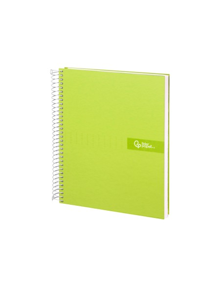 Cuaderno espiral liderpapel a5 micro crafty tapa forrada 120h 90gr cuadro 5mm 5 bandas 6 taladros color verde