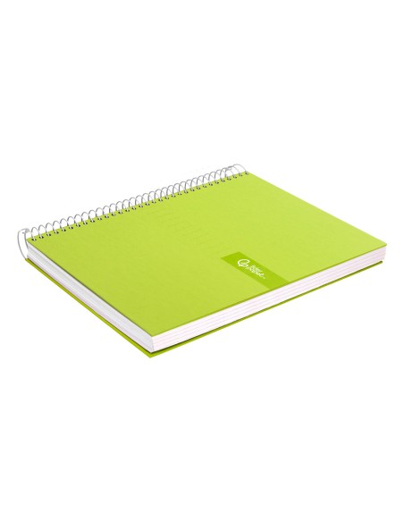 Cuaderno espiral liderpapel a5 micro crafty tapa forrada 120h 90gr cuadro 5mm 5 bandas 6 taladros color verde