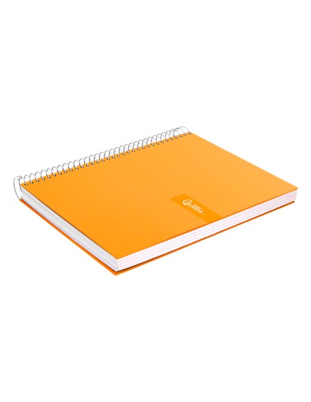 Cuaderno espiral liderpapel a5 micro crafty tapa forrada 120h 90gr cuadro 5mm 5 bandas 6 taladros color naranja