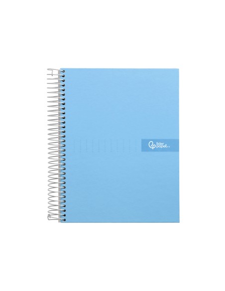 Cuaderno espiral liderpapel a5 micro crafty tapa forrada 120h 90gr cuadro 5mm 5 bandas 6 taladros color celeste