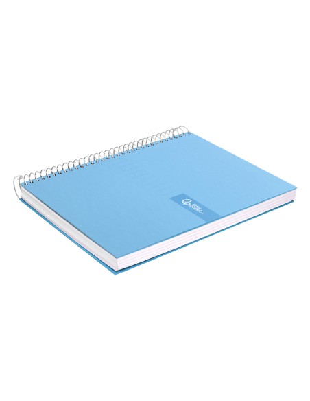 Cuaderno espiral liderpapel a5 micro crafty tapa forrada 120h 90gr cuadro 5mm 5 bandas 6 taladros color celeste