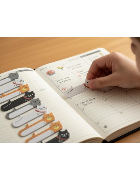 Bloc notas adhesivas imaginovo marcapaginas gato 160 hojas 8x15x48 mm