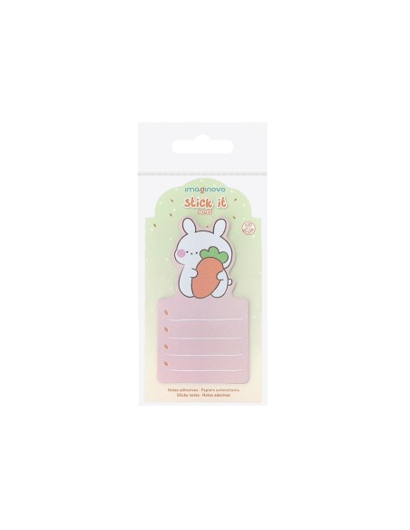 Bloc notas adhesivas imaginovo bunny con soporte 20 hojas naranja 60x125 mm