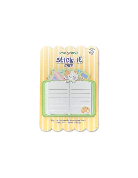 Bloc notas adhesivas imaginovo meow 20 hojas cuaderno 70x70 mm