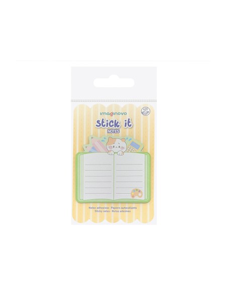 Bloc notas adhesivas imaginovo meow 20 hojas cuaderno 70x70 mm