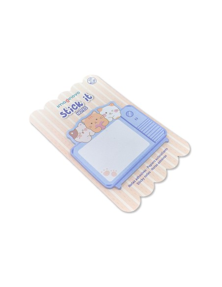 Bloc notas adhesivas imaginovo meow 20 hojas television 70x70 mm