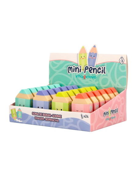 Goma de borrar imaginovo mini lapices colores surtidos