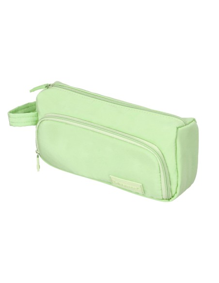 Estuche portatodo liderpapel minibag 2 cremalleras con bolsillo interior verde pastel210x100x70 mm