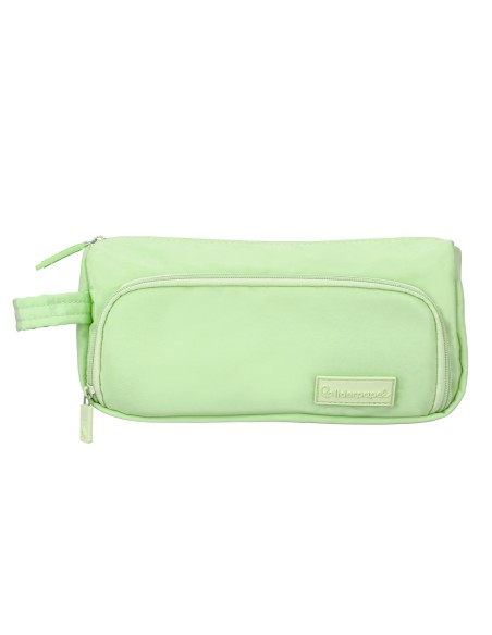Estuche portatodo liderpapel minibag 2 cremalleras con bolsillo interior verde pastel210x100x70 mm