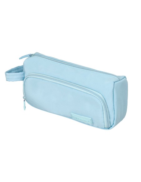 Estuche portatodo liderpapel minibag 2 cremalleras con bolsillo interior azul pastel 210x100x70 mm