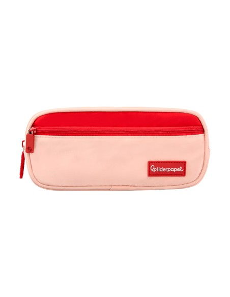 Estuche portatodo liderpapel duo 3 cremalleras con bolsillofrontal rosa 220x90x70 mm