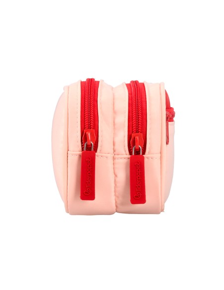 Estuche portatodo liderpapel duo 3 cremalleras con bolsillofrontal rosa 220x90x70 mm