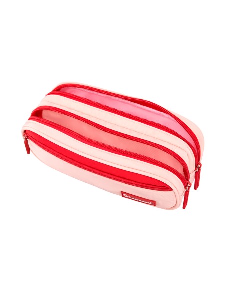 Estuche portatodo liderpapel duo 3 cremalleras con bolsillofrontal rosa 220x90x70 mm
