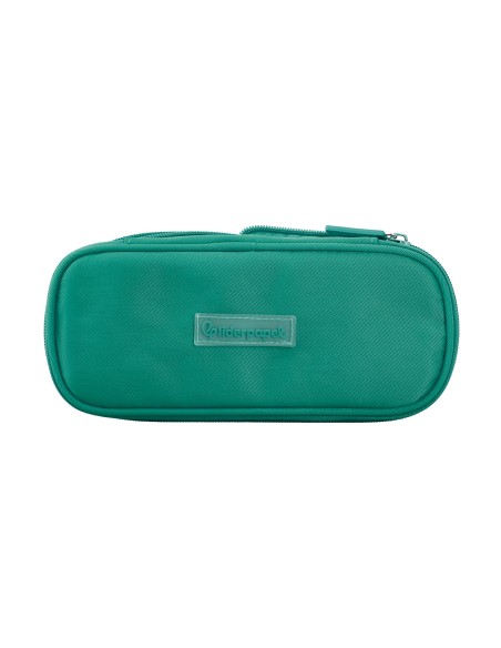 Estuche portatodo liderpapel color pop 2 cremalleras con compartimento extensible turquesa 230x60 mm