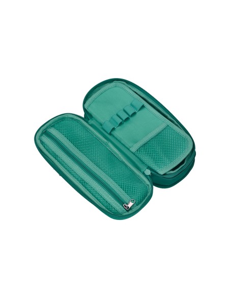Estuche portatodo liderpapel color pop 2 cremalleras con compartimento extensible turquesa 230x60 mm