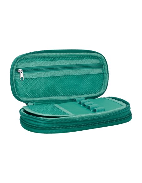 Estuche portatodo liderpapel color pop 2 cremalleras con compartimento extensible turquesa 230x60 mm