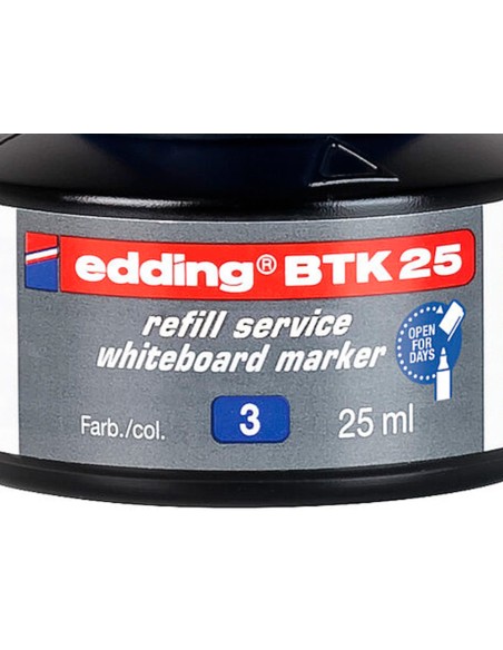 Tinta rotulador edding pizarra blanca btk-25 color azul bote 25 ml
