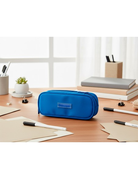 Estuche portatodo liderpapel color pop 2 cremalleras con compartimento extensible azul 230x60 mm