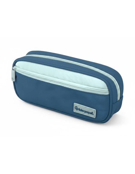 Estuche portatodo liderpapel duo 2 cremalleras con bolsillofrontal azul oscuro 220x90x50 mm