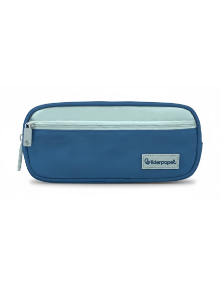 Estuche portatodo liderpapel duo 2 cremalleras con bolsillofrontal azul oscuro 220x90x50 mm