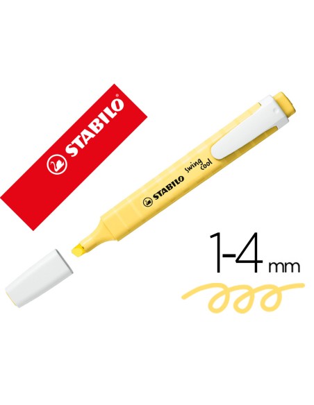 Rotulador stabilo fluorescente fino swing cool pastel amarillo cremoso