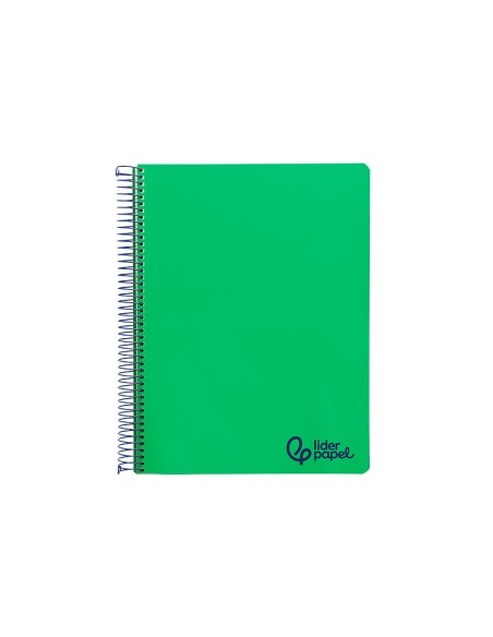 Cuaderno espiral liderpapel a7 micro wonder tapa plastico 100h 90gr cuadro 5mm 4 bandas color verde oscuro