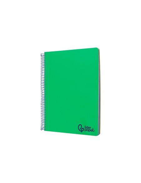 Cuaderno espiral liderpapel a7 micro wonder tapa plastico 100h 90gr cuadro 5mm 4 bandas color verde oscuro