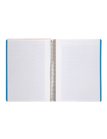 Cuaderno espiral liderpapel a7 micro wonder tapa plastico 100h 90gr cuadro 5mm 4 bandas color verde oscuro