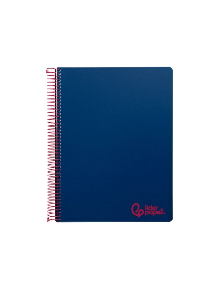 Cuaderno espiral liderpapel a5 micro wonder tapa plastico 120h 90gr cuadro 5mm 5 bandas 6 taladros color azul marino