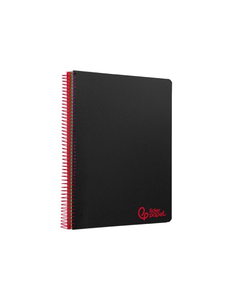 Cuaderno espiral liderpapel a5 micro wonder tapa plastico 120h 90gr cuadro 5mm 5 bandas 6 taladros color negro