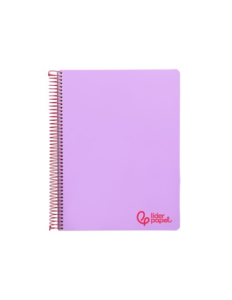 Cuaderno espiral liderpapel a5 micro wonder tapa plastico 120h 90gr cuadro 5mm 5 bandas 6 taladros color violeta