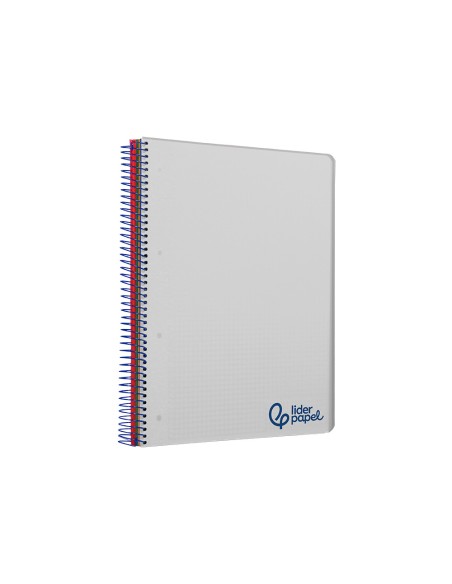 Cuaderno espiral liderpapel a4 micro wonder tapa plastico 120h 90gr cuadro 5mm 5 bandas 4 taladros color gris
