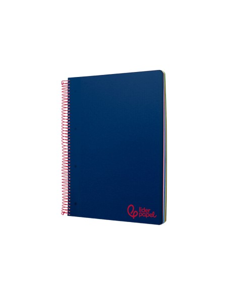 Cuaderno espiral liderpapel a4 micro wonder tapa plastico 120h 90gr cuadro 5mm 5 banda 4 taladros color azul marino