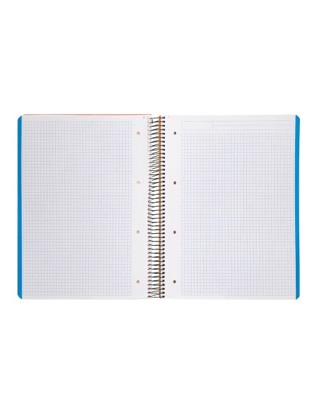 Cuaderno espiral liderpapel a4 micro wonder tapa plastico 120h 90gr cuadro 5mm 5 banda 4 taladros color azul marino