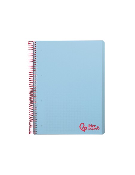 Cuaderno espiral liderpapel a4 micro wonder tapa plastico 120h 90gr cuadro 5mm 5 banda 4 taladros color celeste