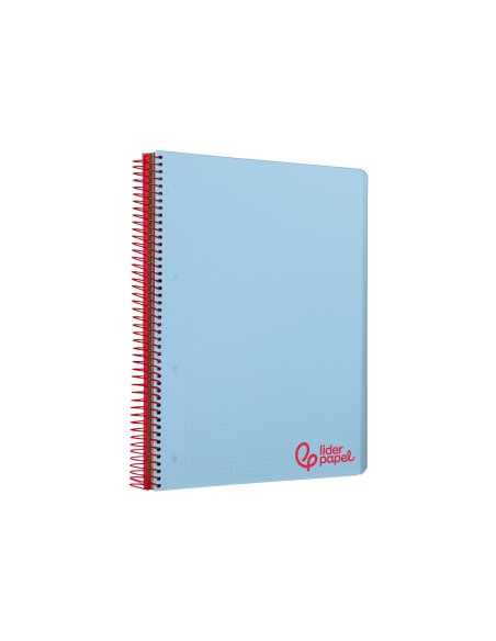 Cuaderno espiral liderpapel a4 micro wonder tapa plastico 120h 90gr cuadro 5mm 5 banda 4 taladros color celeste