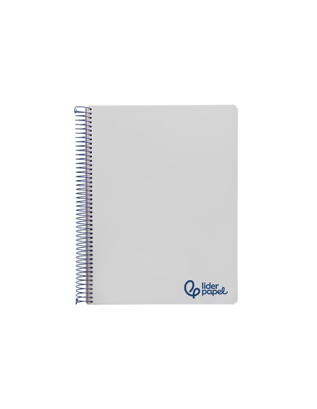Cuaderno espiral liderpapel a7 micro wonder tapa plastico 100h 90gr cuadro 5mm 4 bandas color gris