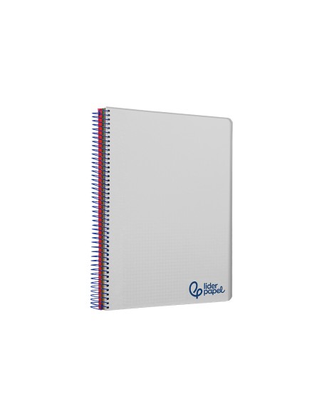 Cuaderno espiral liderpapel a7 micro wonder tapa plastico 100h 90gr cuadro 5mm 4 bandas color gris