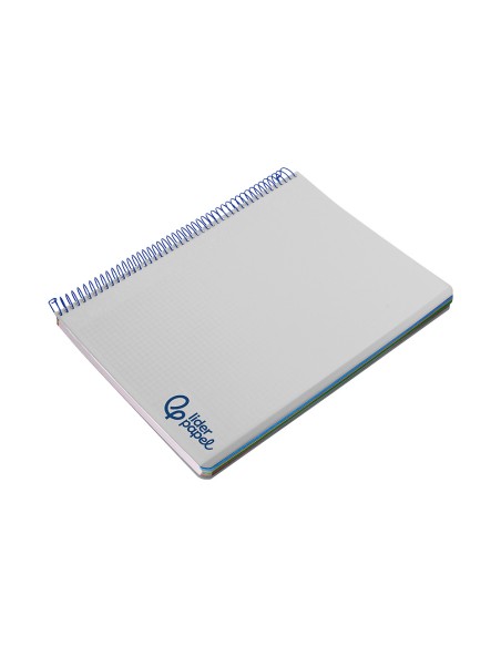 Cuaderno espiral liderpapel a7 micro wonder tapa plastico 100h 90gr cuadro 5mm 4 bandas color gris